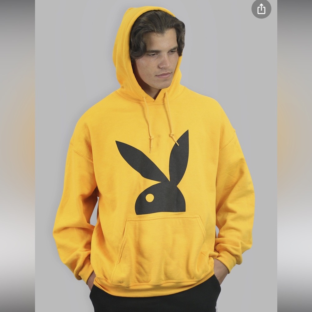 Playboy Bunny Logo Men’s Yellow Hoodie Large. *See photos!